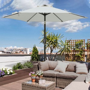 PAGED 7.5FT Patio Umbrella Modern Market Umbrella with Push Button Tilt, Crank and 6 Ribs for Garden and Poolside, Base Not Included - 1 of 4