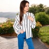 Anna-Kaci Women's Striped Button-Up Shirt with Floral Embroidery and Balloon Sleeves - 3 of 4