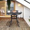 WhizMax 30.25" Round Cast Aluminum Patio Bistro Table, Bistro Table with Umbrella Hole, Outdoor Side Table for Porch, Backyard, Balcony, Black - 2 of 4