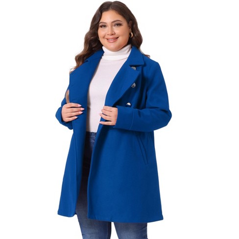 Agnes Orinda Women s Plus Size Winter Fashion Double Breasted Warm Peacoat With Pockets Royal Blue 4x Target