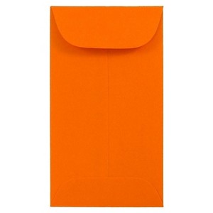JAM Paper Brite Hue #5 1/2 Coin Envelopes, 3 1/8 x 5 1/2, 50 per pack, Orange: Gummed Flap, Recycled Content, Mailing Use - 1 of 3