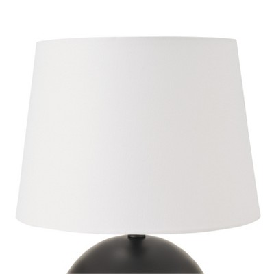 18" Black Metal Round Table Lamp with White Shade