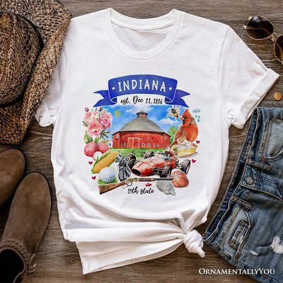 Artistic Indiana State Themes and Landmarks T-Shirt, Tee for History and Travel Lovers| OrnamentallyYou