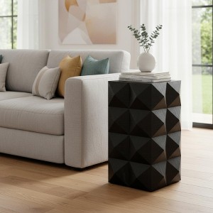 Homy Casa Geometric Carved Solid Wood End Table - 1 of 4