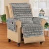 Collections Etc Velvet Non-Slip Quilted Recliner Cover with Side Pockets - 2 of 4