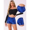 INSPIRE CHIC Women's Mid Rise Solid Sparkle Sequin Zipper Shorts - 2 of 4