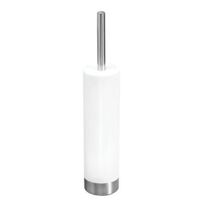iDesign Toilet Bowl Brush with Holder - Compact Bathroom Cleaner - White/Brushed