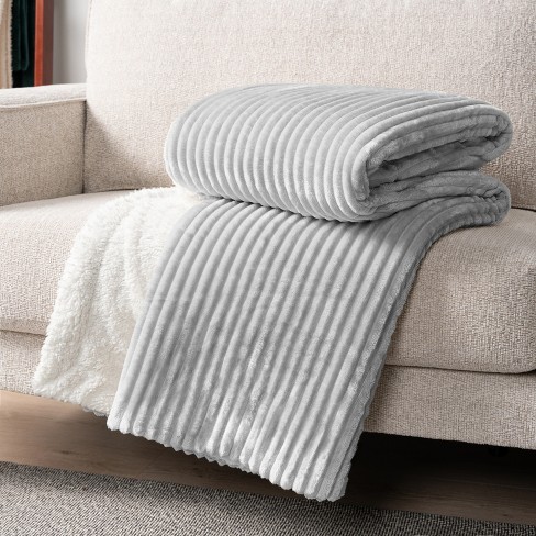 Pavilia Soft Thick Fleece Flannel Ribbed Striped Throw Blanket, Luxury ...