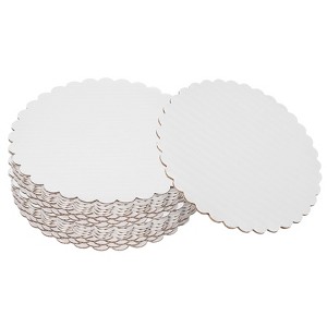 Unique Bargains Disposable Greaseproof Cardboard Scalloped Cake Platters 20 Pcs - 1 of 4