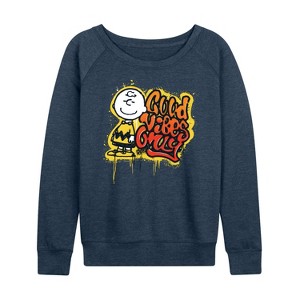 Women's - Peanuts - Good Vibes Only Lightweight French Terry Slouchy - 1 of 4