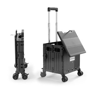 Viviendo Folding Shopping Trolley Portable Grocery Cart Rolling Wheel with Sliding Cover - 1 of 4