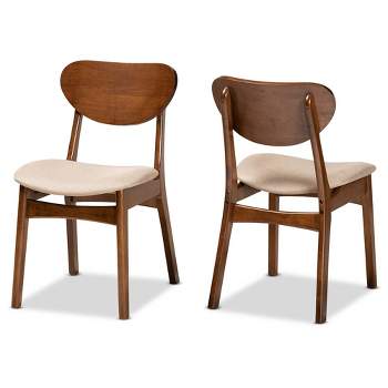 2pc Katya Fabric Upholstered and Wood Dining Chair Set - Baxton Studio