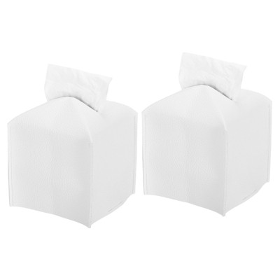Unique Bargains Bathroom Office Car PU Leather Square Decorative Holder Dispenser Tissue Box Cover 5" x 5"