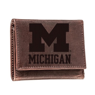 Evergreen University of Michigan Crazy Horse Collection Tri-Fold Wallet