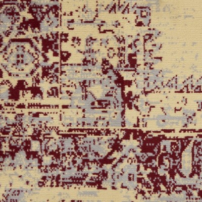 Cream and Red Tufted Synthetic Medallion Rug 3' x 5'