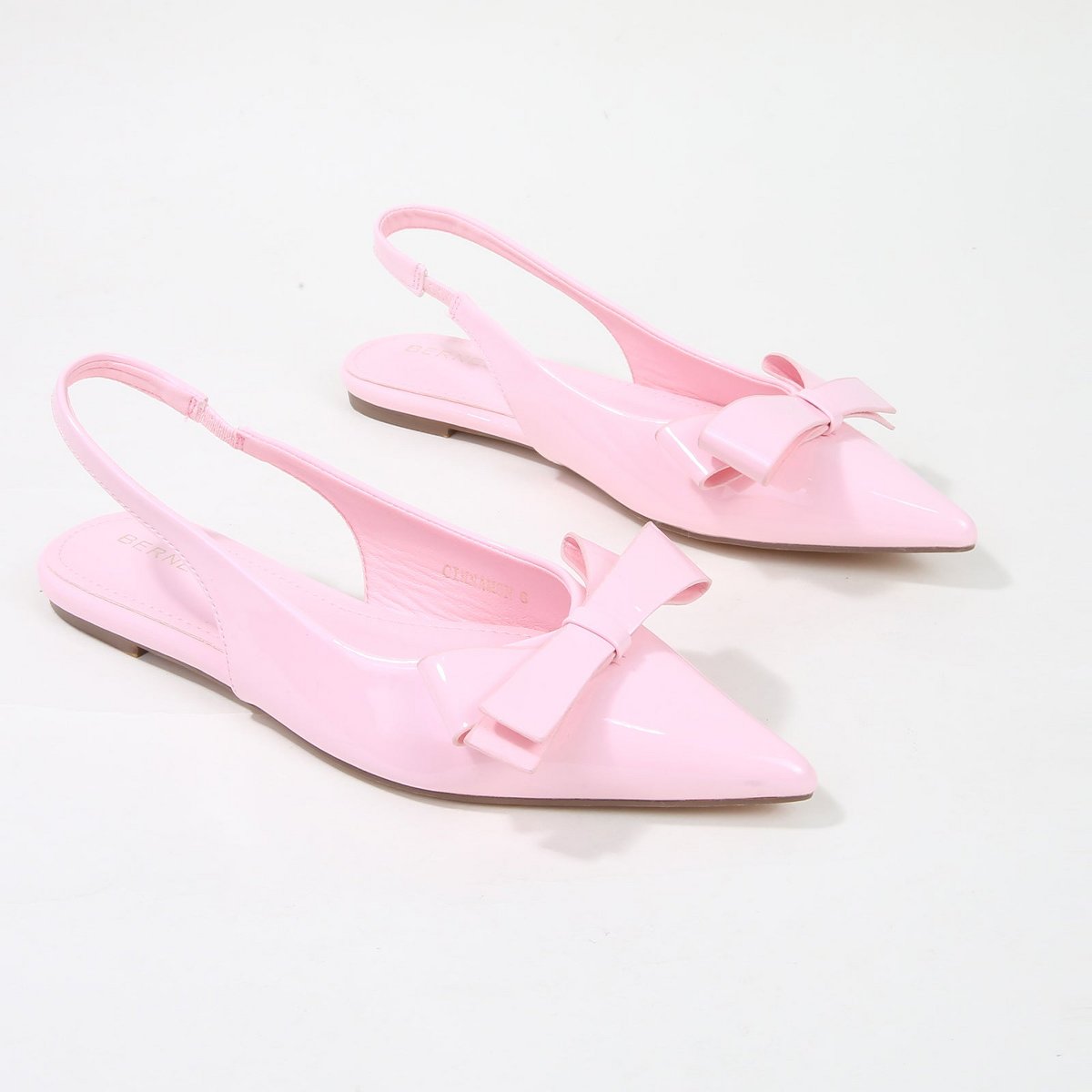 Обувь BERNESS Women's Cinnamon Point Toe Slingback Flats with Oversize Bow White 6 — фото 3