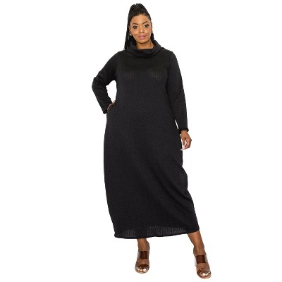 L I V D Women's Lana Cowl Turtle Neck Pocket Sweater Dress