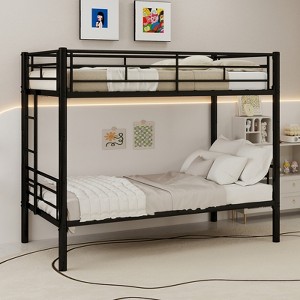 Bellemave Twin Over Twin Metal Bunk Bed for Kids, Sturdy Steel Frame with Ladder & Guardrails, Convertible Into 2 Beds, No Box Spring Needed - 1 of 4