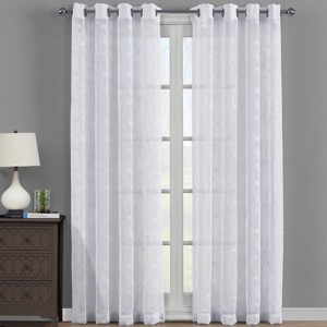 Egyptian Linens Brook Embroidered Grommet Top Sheer Window Curtain Pair (Set of 2) - 1 of 4