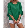 Women's Tops Casual Solid Color Comfortable Loose Ruffle Lotus Flared Tiered Sleeve Blouse T-Shirt Round Neck Lace Irregular Hem Tshirt - 4 of 4