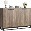 Garvee 55" Modern Buffet Storage Cabinet with 4 Doors and Adjustable Shelves ¨C Scratch-Resistant Sideboard for Kitchen, Gray - 3 of 4