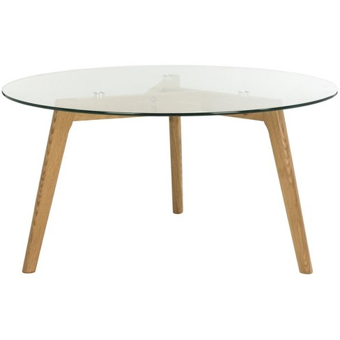 Marjoram Round Glass Coffee Table Clear oak Safavieh Target