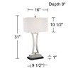 360 Lighting Roxie Modern Table Lamps Set of 2 with Black Marble Risers 31" Tall Brushed Nickel Off White Fabric Shade for Bedroom Living Room Bedside - 4 of 4