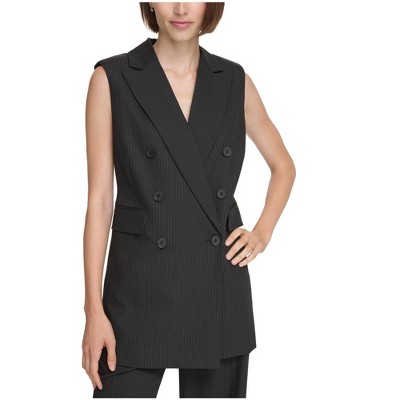 Calvin Klein Womens Pinstripe Double Breasted Blazer Jacket