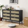 KTMBDW Rattan 6 Drawers Chest of Dressers, Modern 6 Drawer Dresser, Chest of Drawers Storage Cabinet for Living Room, Bedroom, Hallway - 2 of 4