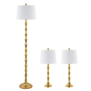 Aurelia Floor And Two Table Lamps - Set of 3 - FLT4003 - Gold/White - Safavieh - 1 of 4