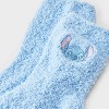 Women's Lilo & Stitch Embroidered Faux Fur 3pk Cozy Gift Set with Reusable Pouch, Cozy Socks and Eye Mask - Blue 4-10 - 3 of 4