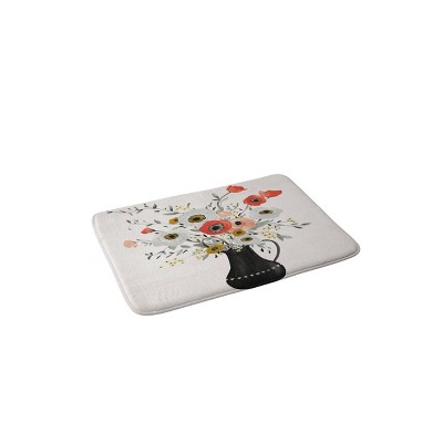 Kelli Murray Poppies Memory Foam Bath Mat Cream - Deny Designs