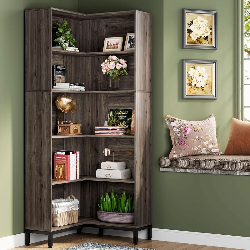 Tribesigns 71 inches 6-Tier L-Shaped Corner Bookcase, 5 of 8