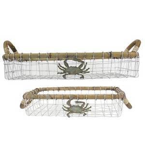 Beachcombers Set Of 2 Patina Crab Trays - 1 of 2