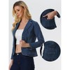 Allegra K Women's Notched Lapel Long Sleeve Casual Denim Jacket - 2 of 4