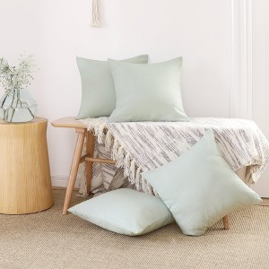 Deconovo 4 Pack Faux Linen Pillow Covers with Hidden Zipper - 1 of 4