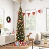 Tangkula 5/6/7/8/9FT Artificial Christmas Tree Pre-lit Pencil Xmas Tree with 296/390/499/591/699 Branch Tips 150/180/200/300/400 Warm White LED Lights - 3 of 4