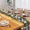 6 Ft Pre-Lit Christmas Garland, Artificial Garland with Balls and Leaves for Mantel Staircase Table, Artificial Xmas Indoor Outdoor Decoration, Gold - 2 of 4