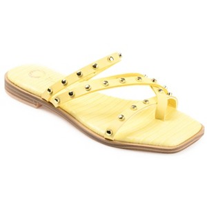 Journee Collection Womens Fanny Tru Comfort Foam Slide Low Block Heel Sandals Yellow 8 - 1 of 4