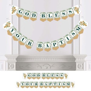 Big Dot of Happiness Baptism Elegant Cross - Religious Party Bunting Banner - Party Decorations - God Bless Your Baptism - 1 of 4