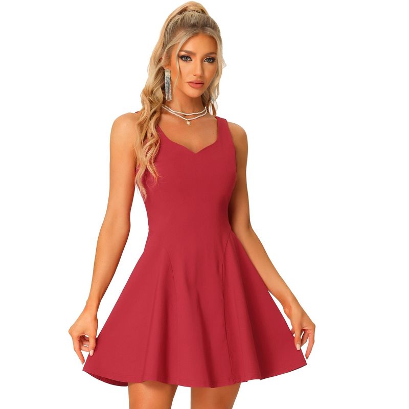 Allegra K Women's Party Sleeveless Sweetheart Neck Fit and Flared A Line Cocktail Dress, 1 of 7