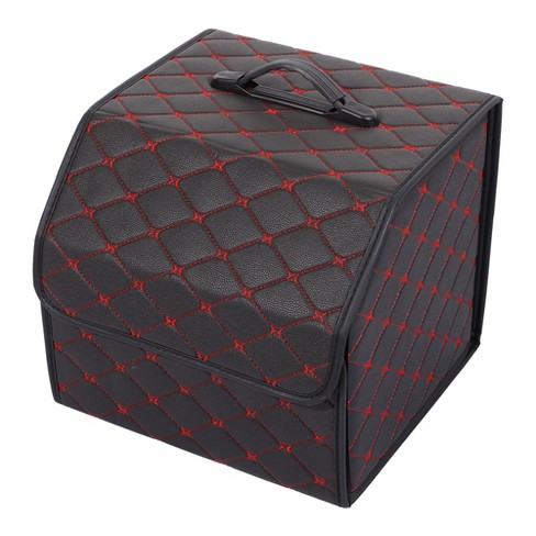 Unique Bargains Pu Leather Car Storage Bag Trunk Organiser Waterproof  Foldable Boot Bag With Handle For Truck Suv Red Stitches Black S Size 1 Pc  : Target