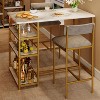 3-Piece Counter Height Dining Table Set for 2 with Upholstered Chairs, Kitchen Table Set with 3 Storage Shelves - 3 of 4