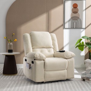 Corduroy Fabric Massage Recliner Chair for Elderly,Living Room Recliner Chair,Adjustable Back Recliner Chair with Side Pocket-Coolbibila - 1 of 4