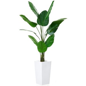 Orieon 4.8FT Artificial Banana Tree in White Planter, Faux Tropical Floor Plant for Living Room, Entryway, Porch, Office - 1 of 4