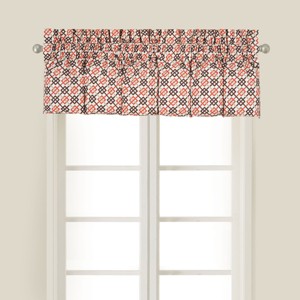 C&F Home Brown Retro Mid Century Modern Geometric Orange Bedroom Guestroom Premium Window Valance - 1 of 3