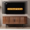 Walnut Mid-Century Modern TV Stand, 47"/55'' Media Console with Sliding Door & Storage Cabinet for Living Room-3irtyhousy - 2 of 4