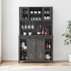 70" Tall Farmhouse Coffee Bar Cabinet with Sliding Barn Door, Ample Storage Buffet with 7 Adjustable Shelves - 3 of 4