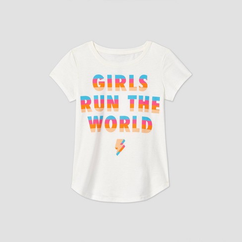 Girls L O L Vintage Girls Run The World Short Sleeve T Shirt Off White Target