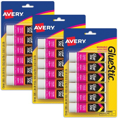 Avery Glue Stick White, Washable, Permanent Glue, 6 Per Pack, 3 Packs, 18 Total (98095)